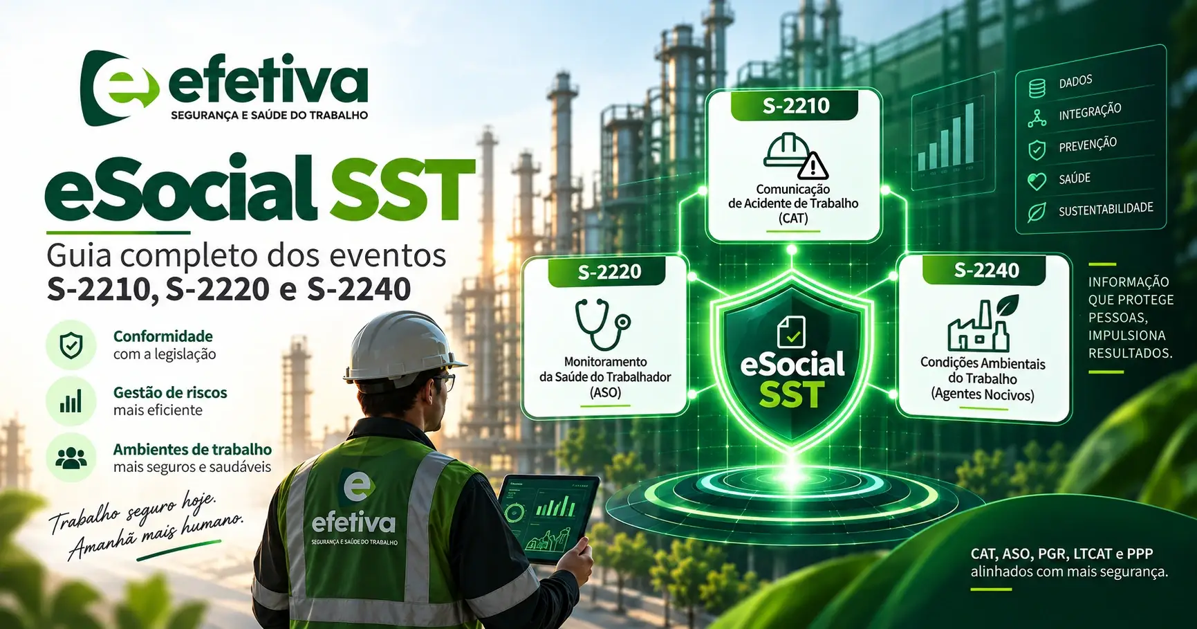 eSocial SST eventos S-2210 S-2220 e S-2240 para gestão de segurança e saúde do trabalho