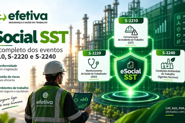 eSocial SST eventos S-2210 S-2220 e S-2240 para gestão de segurança e saúde do trabalho